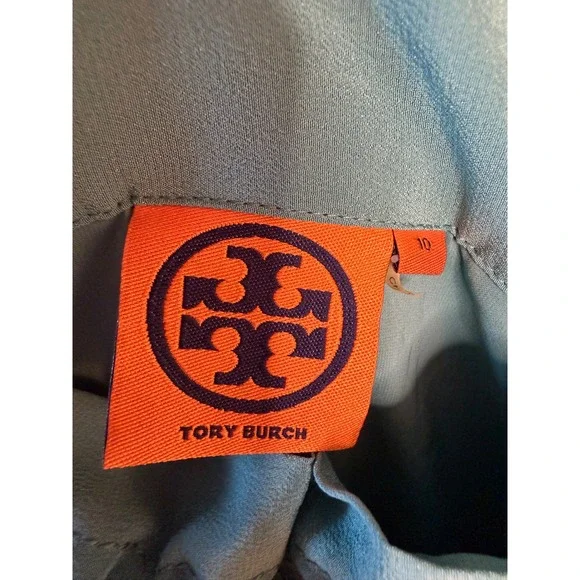 Tory Burch Striped Woven Mini Skirt Teal Silk Trim Tassels Fringe 51111304 Sz 10 - Picture 3 of 7